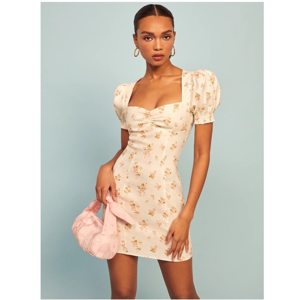 Reformation Gina Floral Linen Dress